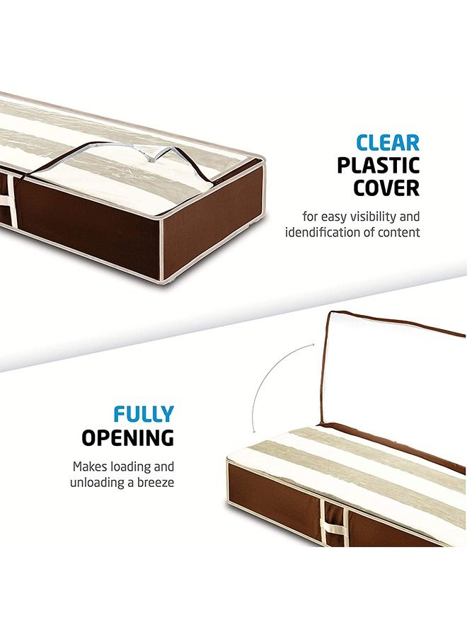 ZOBER Underbed Storage Bag-Pack of 2 Breathable Fabric Underbed Storage for Comforter, Blanket, Clothing, Linens, Shoes Closet Storage Organizer with Clear Viewing Top and Sturdy Dual Zipper 18x42x6