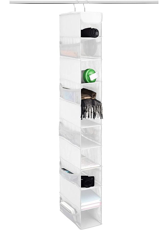 ZOBER 10-Shelf Hanging Shoe Organizer Hanging Closet Shoe Organizer with Side Mesh Pockets, Space Saving Shoe Holder & Storage, Closet Organizer Great for Shoes, Purses