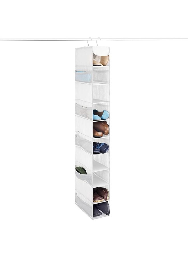 ZOBER 10-Shelf Hanging Shoe Organizer Hanging Closet Shoe Organizer with Side Mesh Pockets, Space Saving Shoe Holder & Storage, Closet Organizer Great for Shoes, Purses