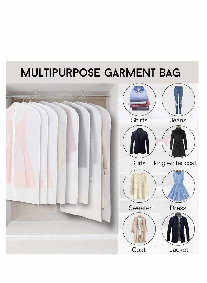 Garment Bags with Zipper, Garment Cover, 8 Pack Clear Garment Bags, Hanging Garment Bag, Dress Garment Bags for Closet Storage or Travel, Breathable Garment Covers 24'' x 43''/ 50''