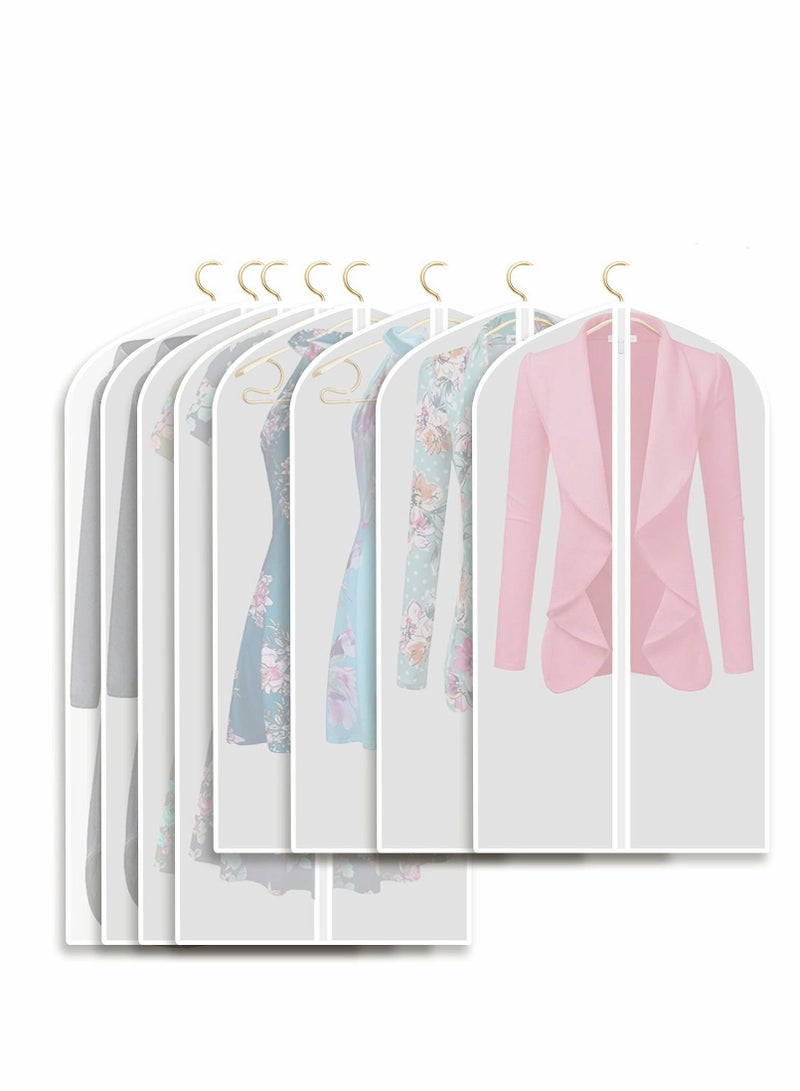 Garment Bags with Zipper, Garment Cover, 8 Pack Clear Garment Bags, Hanging Garment Bag, Dress Garment Bags for Closet Storage or Travel, Breathable Garment Covers 24'' x 43''/ 50''