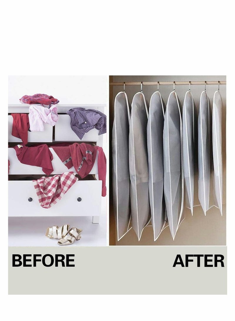Garment Bags with Zipper, Garment Cover, 8 Pack Clear Garment Bags, Hanging Garment Bag, Dress Garment Bags for Closet Storage or Travel, Breathable Garment Covers 24'' x 43''/ 50''