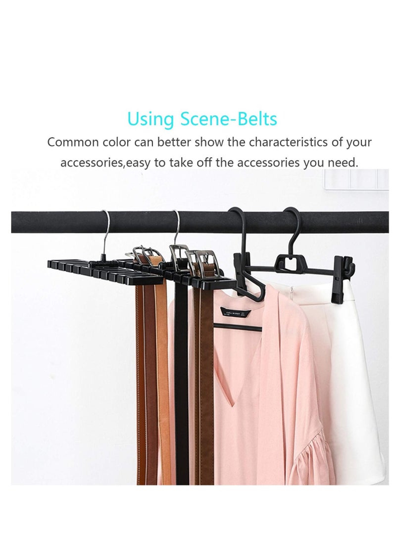 Belt Rack, 2pcs Belt Hanger Tie Holder Homeware Closet Organizer with Stainless Steel 360° Swivel Hook for Belts Ties Scarves