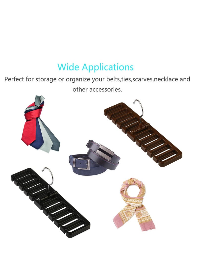 Belt Rack, 2pcs Belt Hanger Tie Holder Homeware Closet Organizer with Stainless Steel 360° Swivel Hook for Belts Ties Scarves