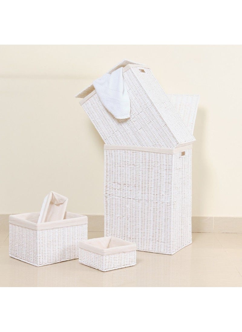 Homesmiths Extra Large Storage Baskets White With Liner 39 x 30 x 16.5 Cm