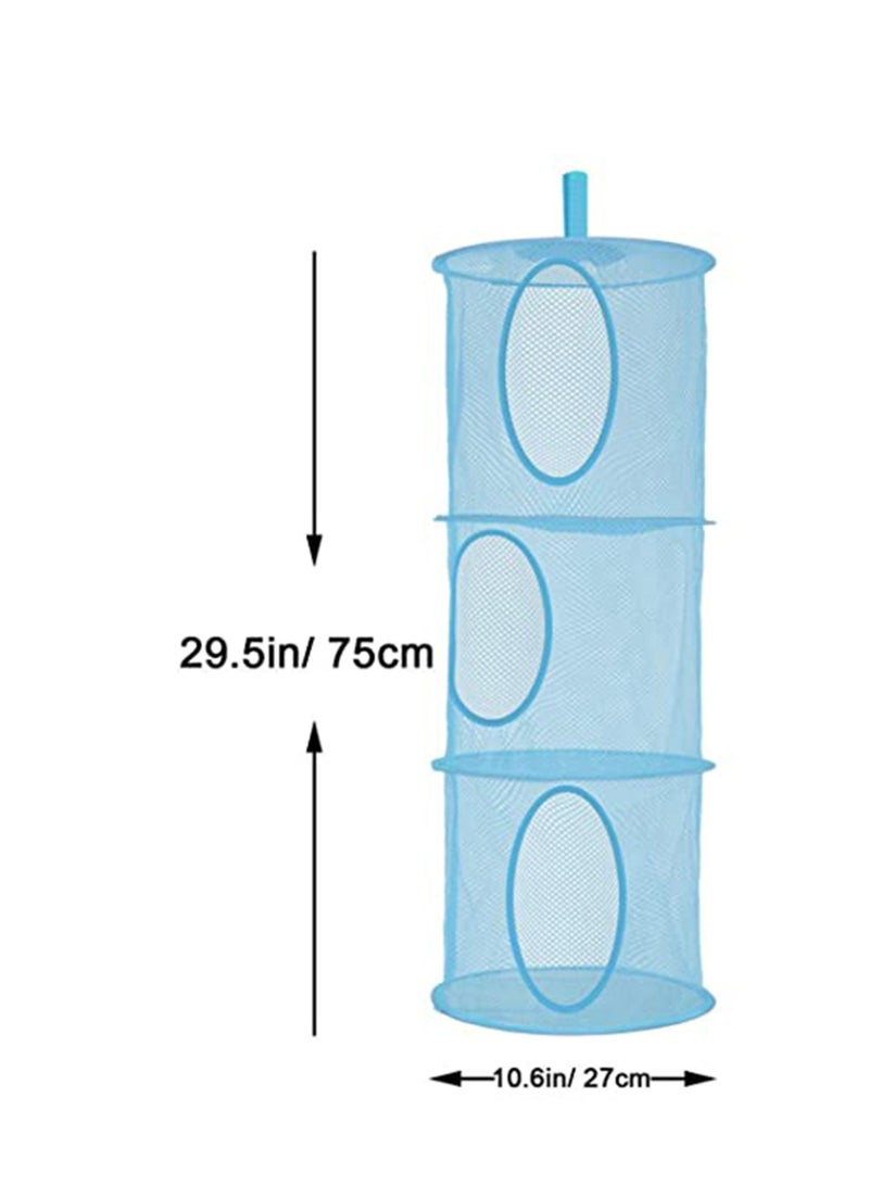 2 Sets Mesh Hanging Storage Space Saver Bags Organizer Foldable Storage Organizer 3 Compartments Toy Storage Basket