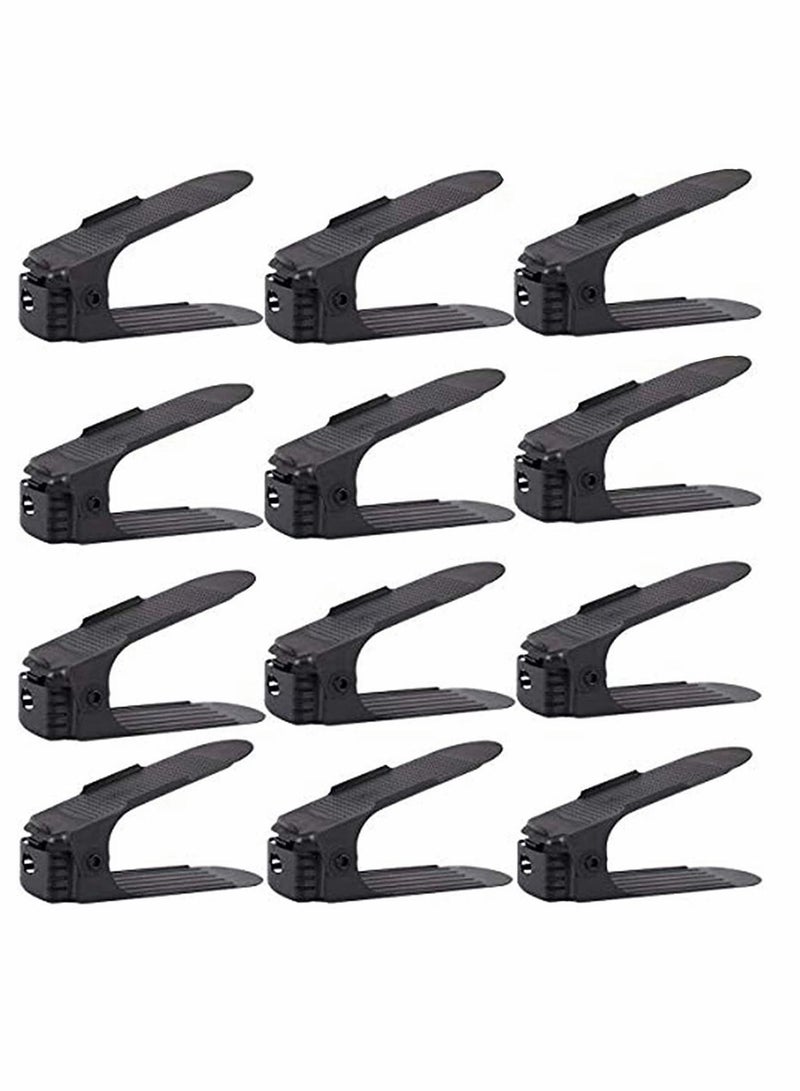 Shoe Slots Organizer Home Double Layer Shoe Slots Organizer Space Saver Rack Holder for Shoes Adjustable Shoe Slotz Space Saver Storage Rack Holder 12-Pack Black