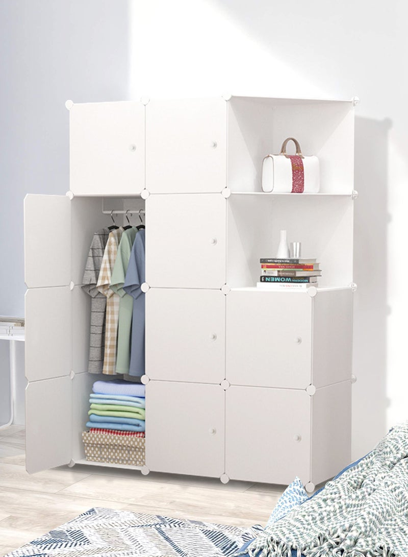 10-Cube Storage Cabinet Closet Portable Wardrobe Combination Armoire With Shelf For Space Saving