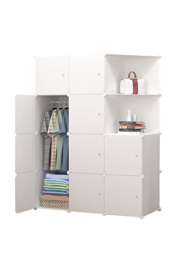 10-Cube Storage Cabinet Closet Portable Wardrobe Combination Armoire With Shelf For Space Saving