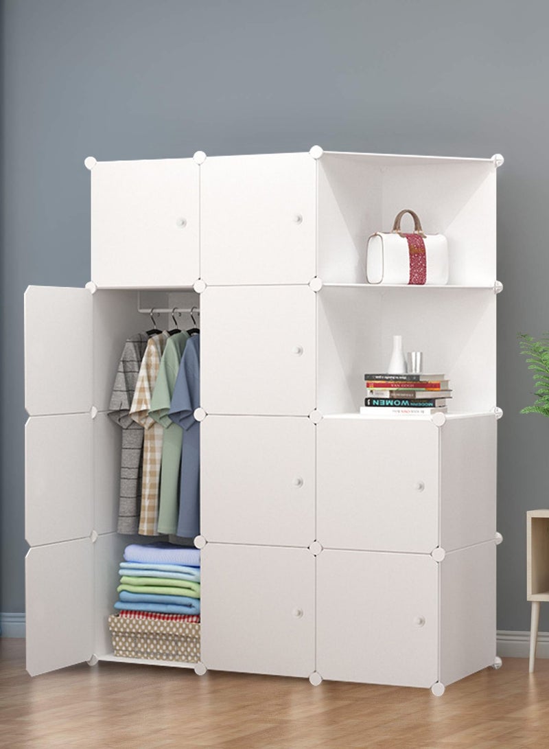 10-Cube Storage Cabinet Closet Portable Wardrobe Combination Armoire With Shelf For Space Saving