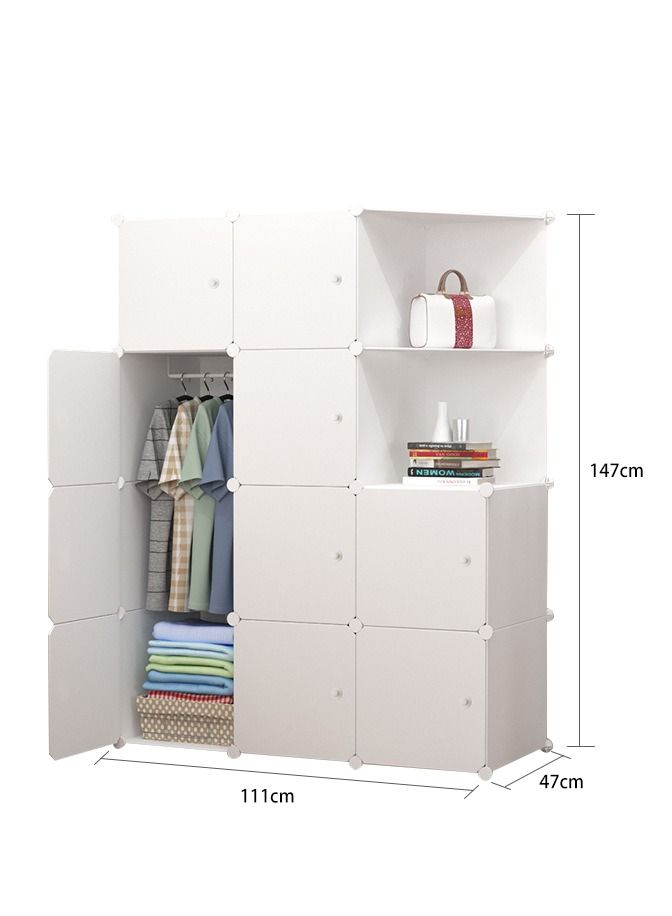 10-Cube Storage Cabinet Closet Portable Wardrobe Combination Armoire With Shelf For Space Saving