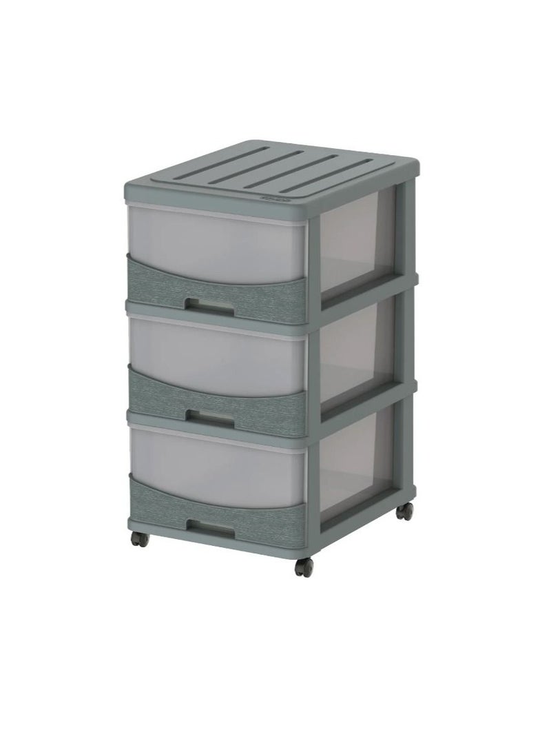 CEDARGRAIN 3 TIERS STORAGE CABINET WITH DRAWERS & WHEELS