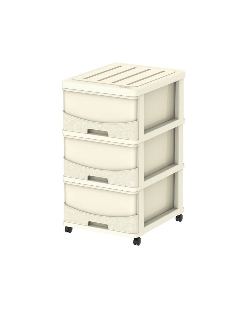 CEDARGRAIN 3 TIERS STORAGE CABINET WITH DRAWERS & WHEELS