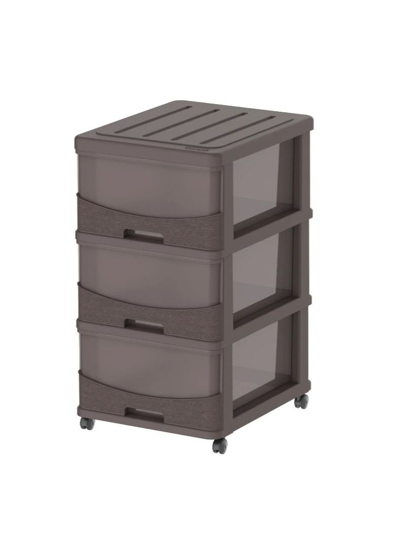 CEDARGRAIN 3 TIERS STORAGE CABINET WITH DRAWERS & WHEELS