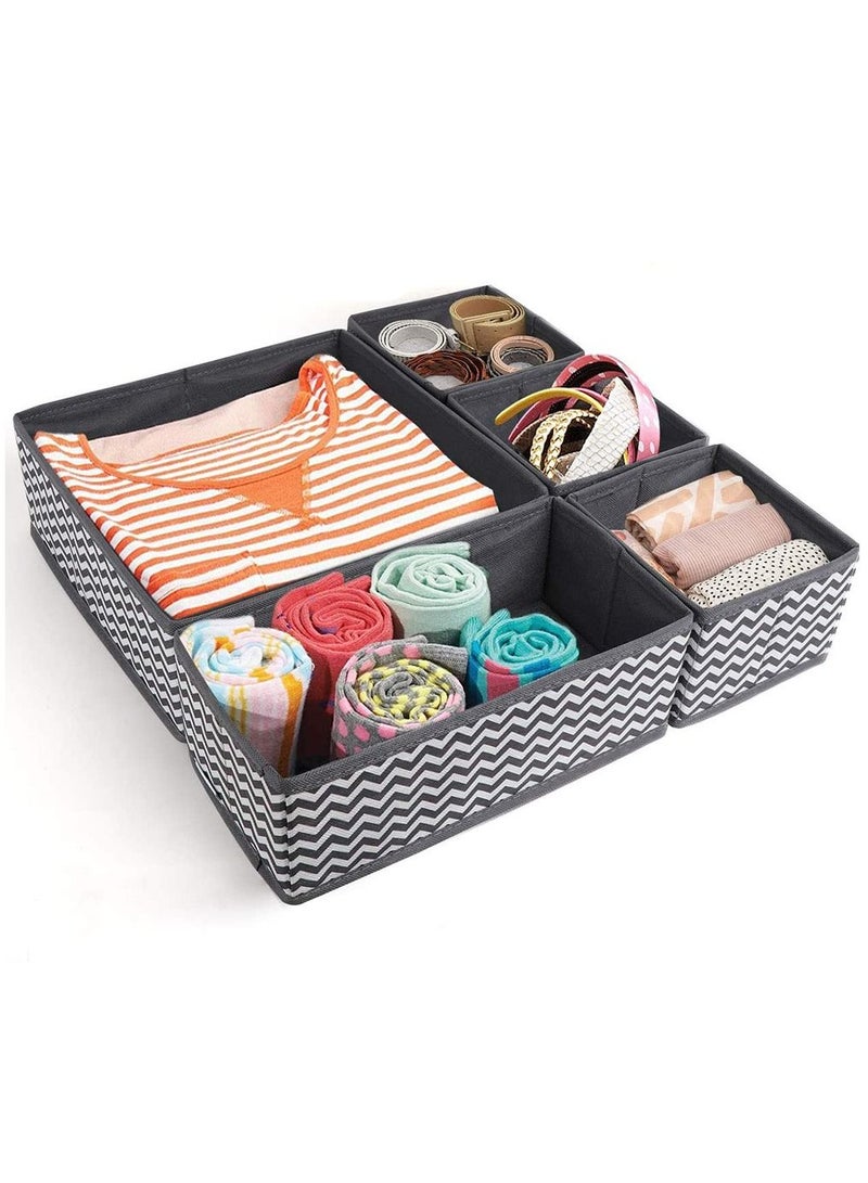 8 Pcs Set Drawer Divider Dresser Organization Foldable Closet Organizer Underwear Basket Cubes Containers for Storing Bras Baby Clothing T- Shirt Socks Scarves Ties Grey