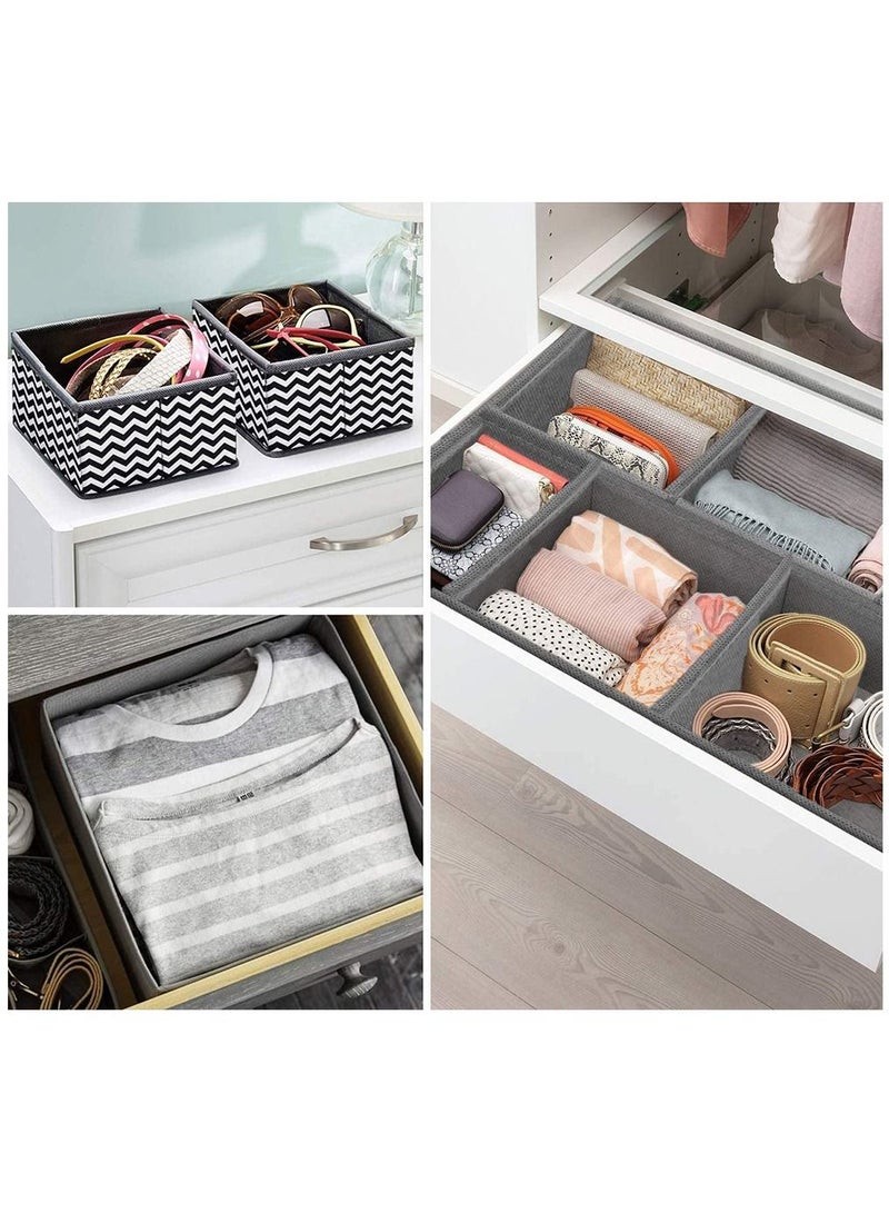 8 Pcs Set Drawer Divider Dresser Organization Foldable Closet Organizer Underwear Basket Cubes Containers for Storing Bras Baby Clothing T- Shirt Socks Scarves Ties Grey