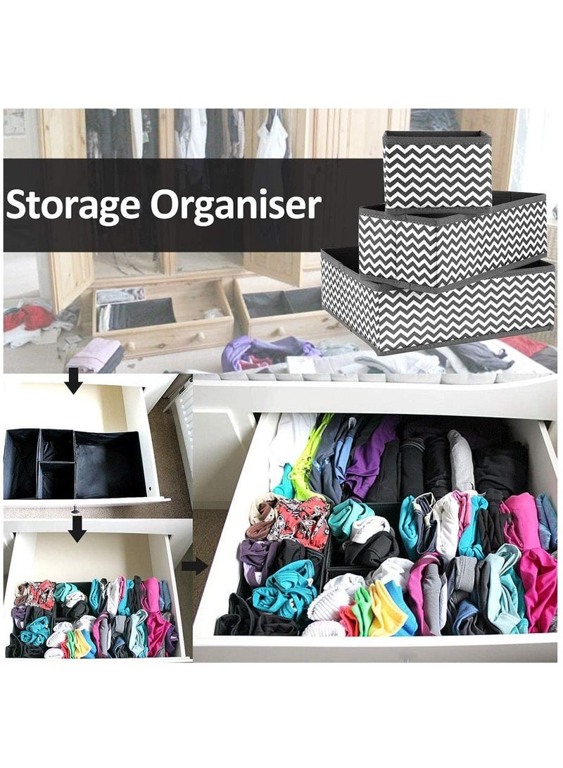 8 Pcs Set Drawer Divider Dresser Organization Foldable Closet Organizer Underwear Basket Cubes Containers for Storing Bras Baby Clothing T- Shirt Socks Scarves Ties Grey