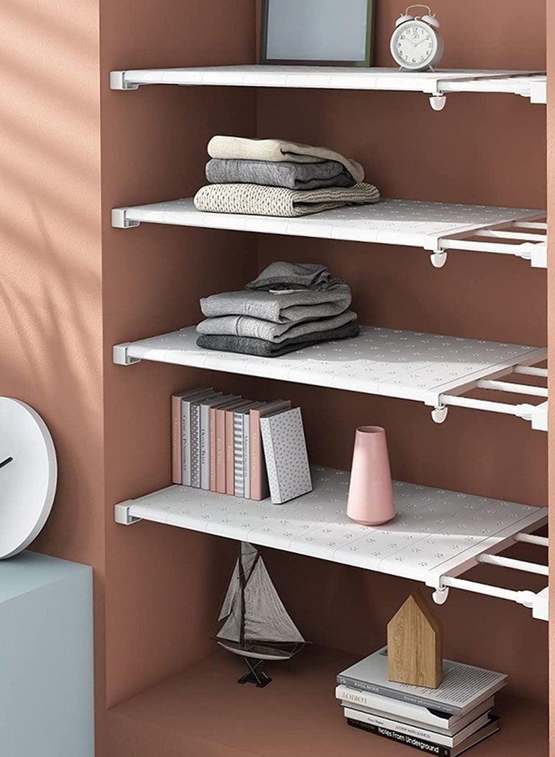 1 PCS Wall Mounted adjustable space rack additional wardrobe storage retractable shelf expandable shelf tension adjustable organizer space saving closed storage White Color (Racks Space Saving)