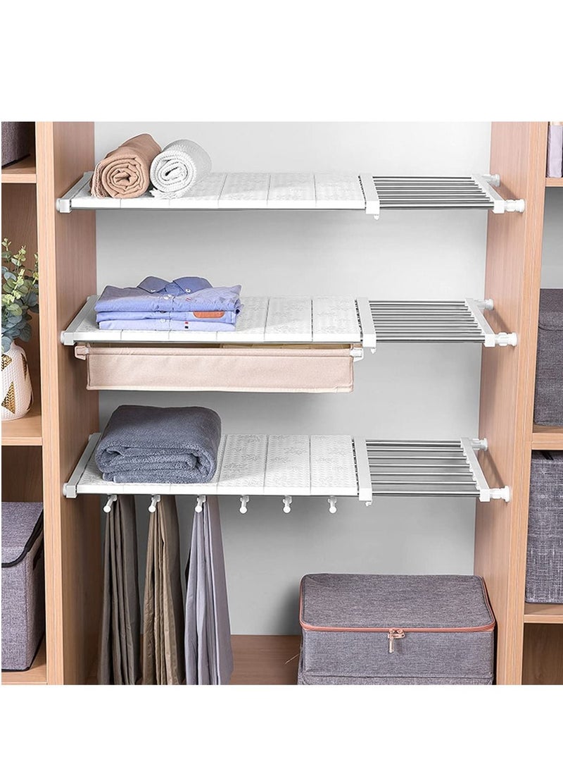 1 PCS Wall Mounted adjustable space rack additional wardrobe storage retractable shelf expandable shelf tension adjustable organizer space saving closed storage White Color (Racks Space Saving)