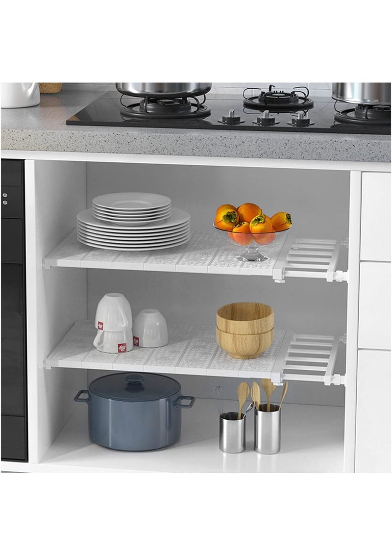 1 PCS Wall Mounted adjustable space rack additional wardrobe storage retractable shelf expandable shelf tension adjustable organizer space saving closed storage White Color (Racks Space Saving)