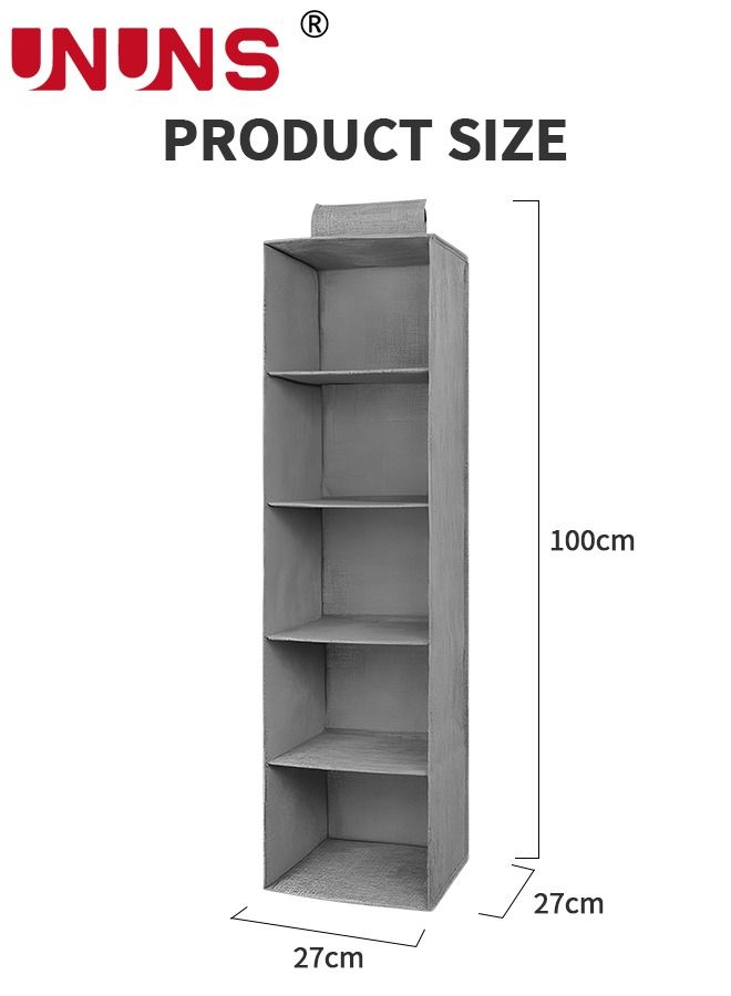 Hanging Closet Organizer and Storage Shelves,Wardrobe Clothes Organizer Closet Shelf, Storage Organizer,5 Shelf Closet Storage with 2 Storage Drawers