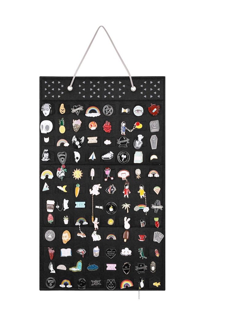 Wall Hanging Brooch Pin Organizer, Pin Collection Case, Brooch Collection Storage Holder, Enamel Pin Display and Brooch Collection Storage Holder for Women or Men, up to 96 Pins (Organizer Only)Black