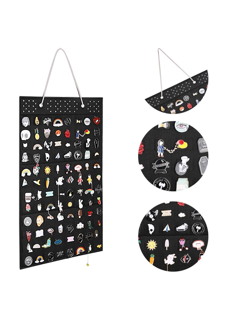 Wall Hanging Brooch Pin Organizer, Pin Collection Case, Brooch Collection Storage Holder, Enamel Pin Display and Brooch Collection Storage Holder for Women or Men, up to 96 Pins (Organizer Only)Black