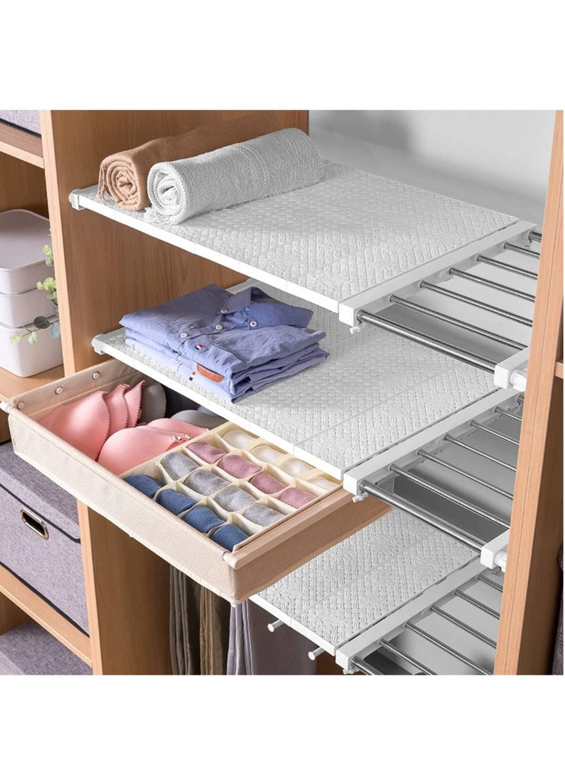 2 PCS Wall Mounted adjustable space rack additional wardrobe storage retractable shelf expandable shelf tension adjustable organizer space saving closed storage White Color (Racks Space Saving)