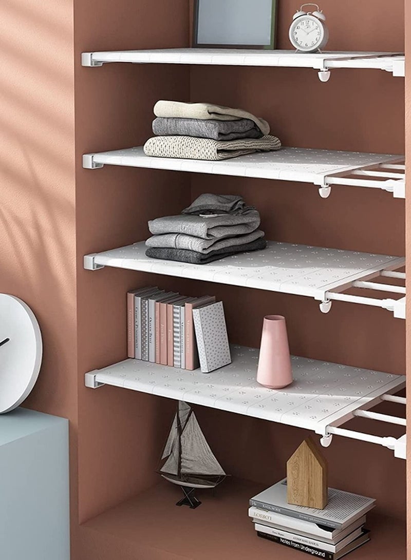 3 PCS Wall Mounted adjustable space rack additional wardrobe storage retractable shelf expandable shelf tension adjustable organizer space saving closed storage White Color Racks Space Saving