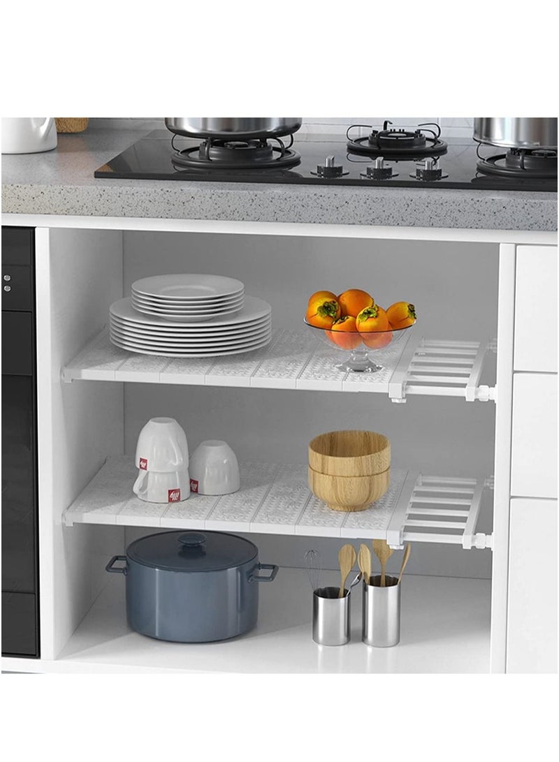 3 PCS Wall Mounted adjustable space rack additional wardrobe storage retractable shelf expandable shelf tension adjustable organizer space saving closed storage White Color Racks Space Saving