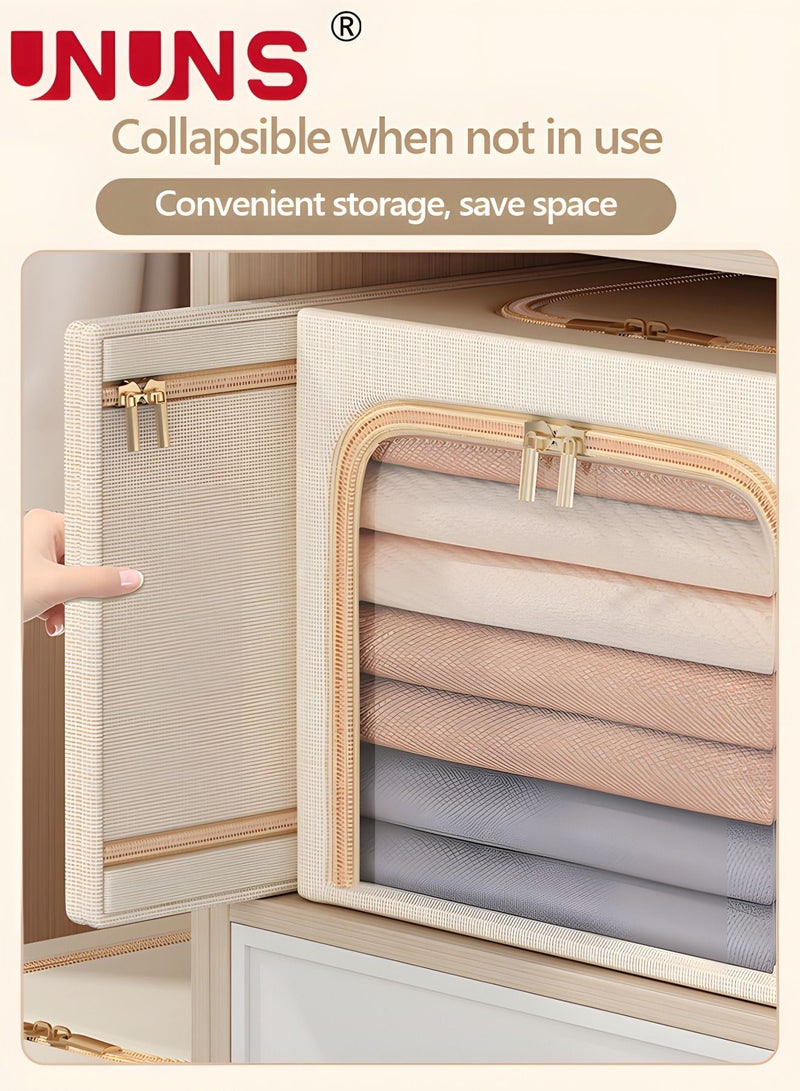 56L Storage Bins Clothes Storage, Foldable Metal Frame Organizer Bins Storage Bags,Storage Containers Clothes Bags for Clothing, Bedroom, Comforter, Closet, Dorm, Quilts