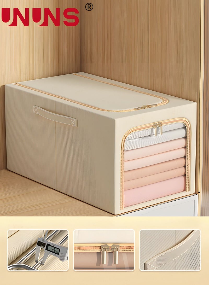 56L Storage Bins Clothes Storage, Foldable Metal Frame Organizer Bins Storage Bags,Storage Containers Clothes Bags for Clothing, Bedroom, Comforter, Closet, Dorm, Quilts