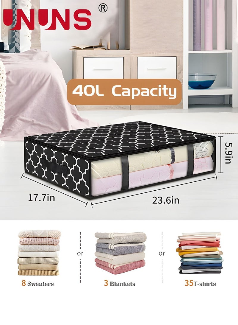 3 Pack Storage Bins Clothes Storage, Underbed Foldable Storage Bags,Storage Containers Clothes Bags for Clothing, Bedroom, Comforter, Closet, Dorm, Quilts