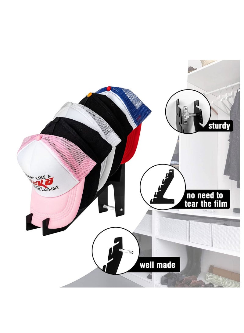 Hat Racks for Baseball Caps, Cap Holder- Wall Mount or Stand Up - Hold Up to 10 Caps - Hat Display and Storage for Bedroom, Closet, Dresser, Entrance(2PCS, Black)