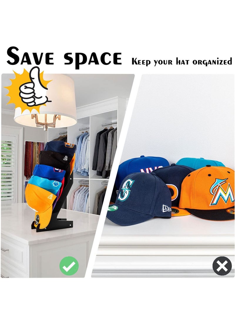 Hat Racks for Baseball Caps, Cap Holder- Wall Mount or Stand Up - Hold Up to 10 Caps - Hat Display and Storage for Bedroom, Closet, Dresser, Entrance(2PCS, Black)