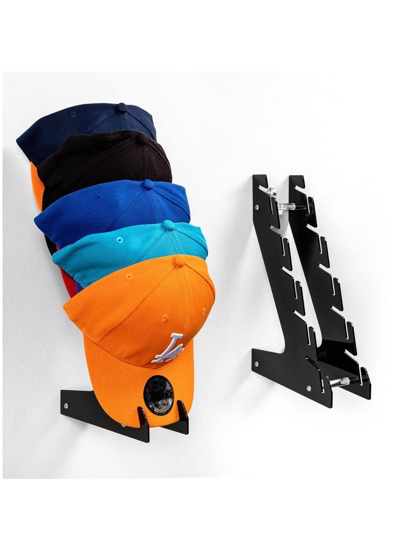 Hat Racks for Baseball Caps, Cap Holder- Wall Mount or Stand Up - Hold Up to 10 Caps - Hat Display and Storage for Bedroom, Closet, Dresser, Entrance(2PCS, Black)