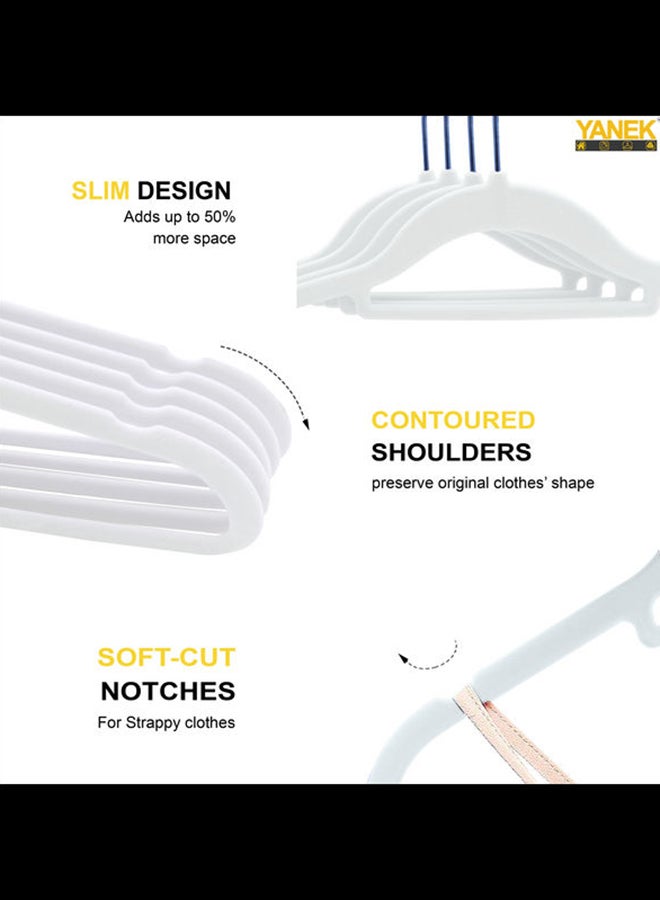 100-Piece Non-Slip Velvet Cloth Hanger Set White