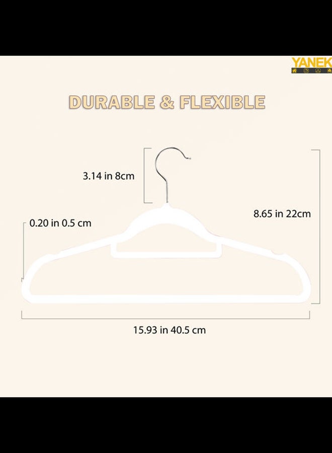 100-Piece Non-Slip Velvet Cloth Hanger Set White