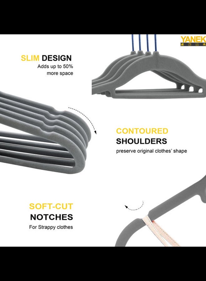 30-Piece Non-Slip Velvet Cloth Hanger Set Grey