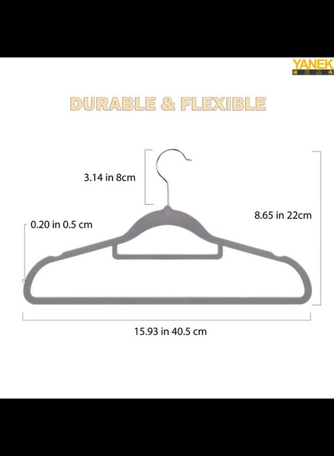 30-Piece Non-Slip Velvet Cloth Hanger Set Grey