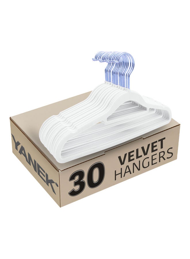 30-Piece Non-Slip Velvet Cloth Hanger Set White