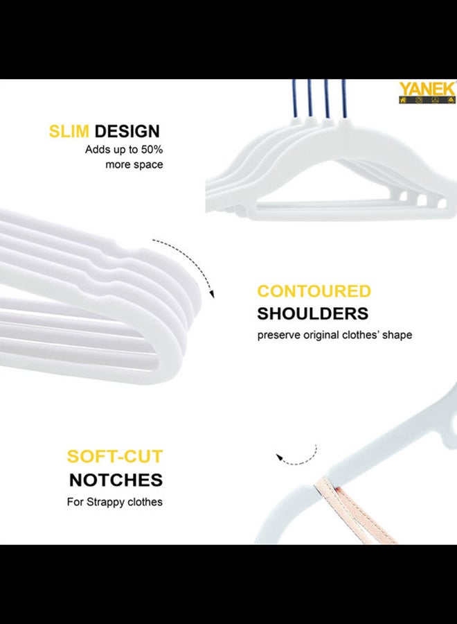 50-Piece Non-Slip Velvet Cloth Hanger Set White