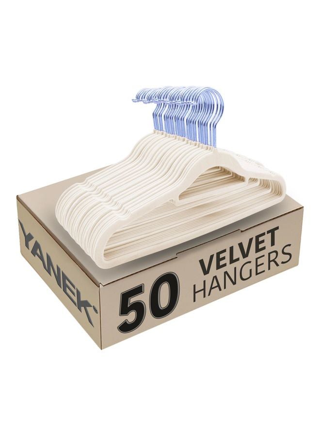 50-Piece Non-Slip Velvet Cloth Hanger Set Beige