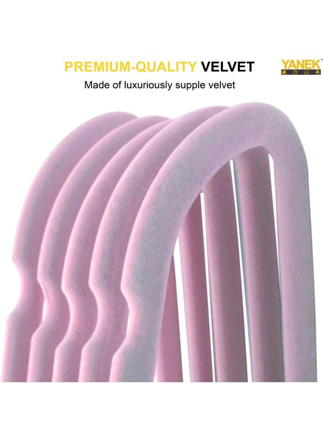 100-Piece Non-Slip Velvet Cloth Hanger Set Pink