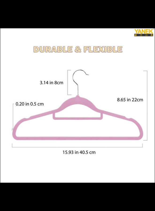 100-Piece Non-Slip Velvet Cloth Hanger Set Pink