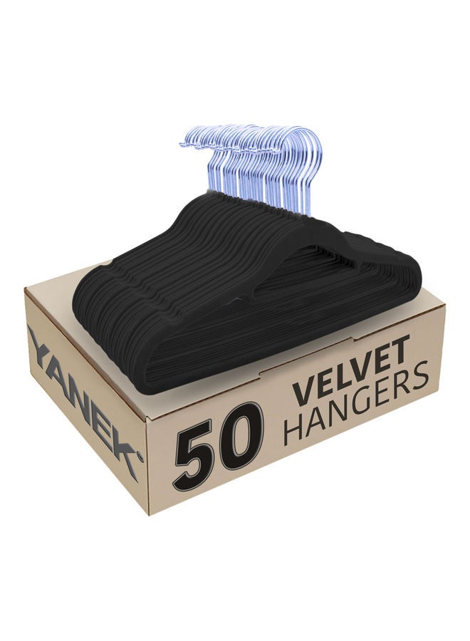 50-Piece Non-Slip Velvet Cloth Hanger Set Black