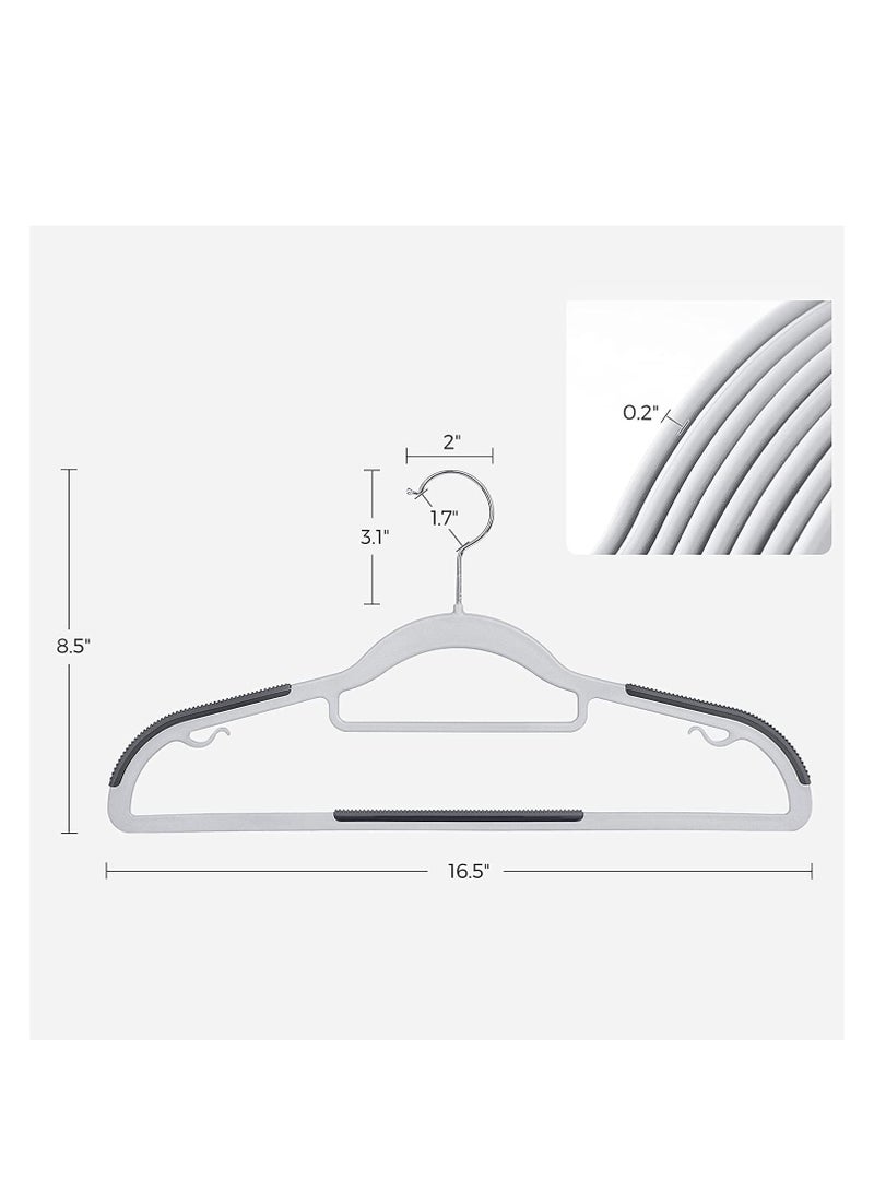 Tycom Clothes Hangers, Heavy Duty Durable Standard Clothes Hanger, Plastic Suit Coat Shirt Hangers, 50 PACK Space Saving Clothes Hanger with Rubber Coating 16.5Inches - 50pcs Dark Grey)