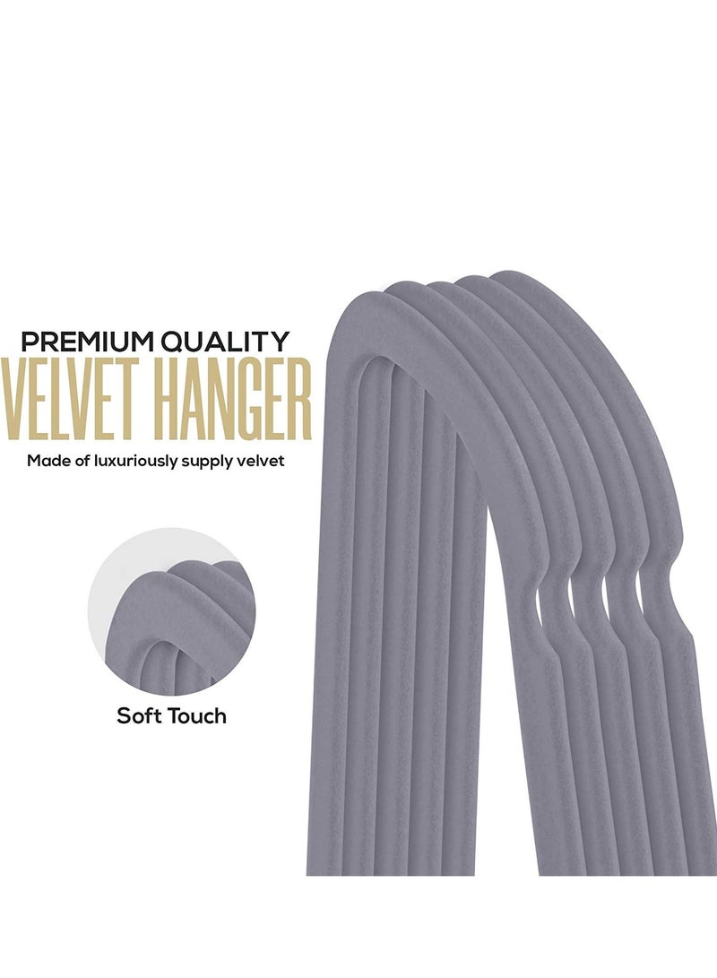 COOLBABY Premium Non Slip Velvet Hangers - Heavy Duty - Coat Suit Hangers (Grey, Pack of 50)