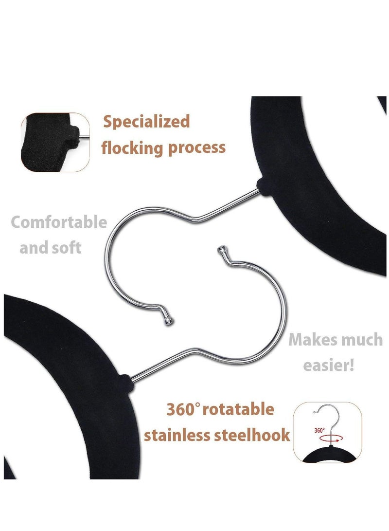 ABS Flocked Non-Slip Clothes Hanger, Non-Tracking Clothes Hanger, Household Clothes Hanger, Black, 50pcs