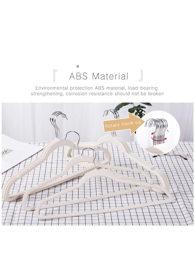 100pcs Flocked Clothes Hanger, Plastic Non-Slip Clothes Hanger, Velvet Heart Clothes Hanger(Ivory)